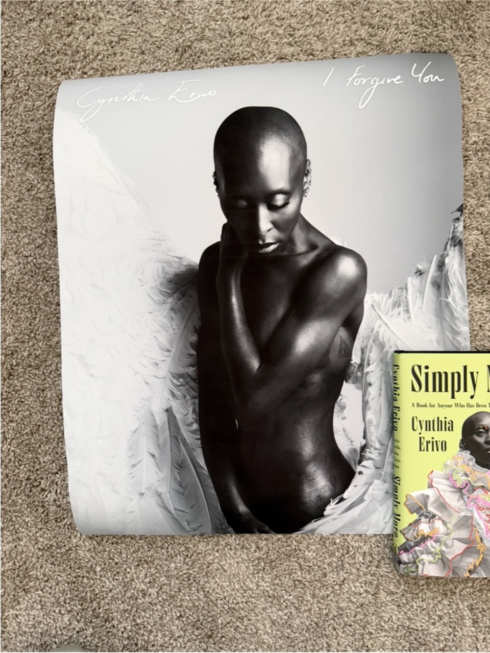 Cynthia Erivo Signed 'I Forgive You' Black & White Art Poster + Book